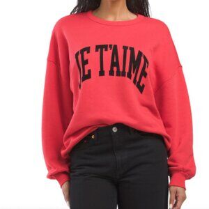 CHASER Je T'aime Graphic Crew Neck Sweatshirt